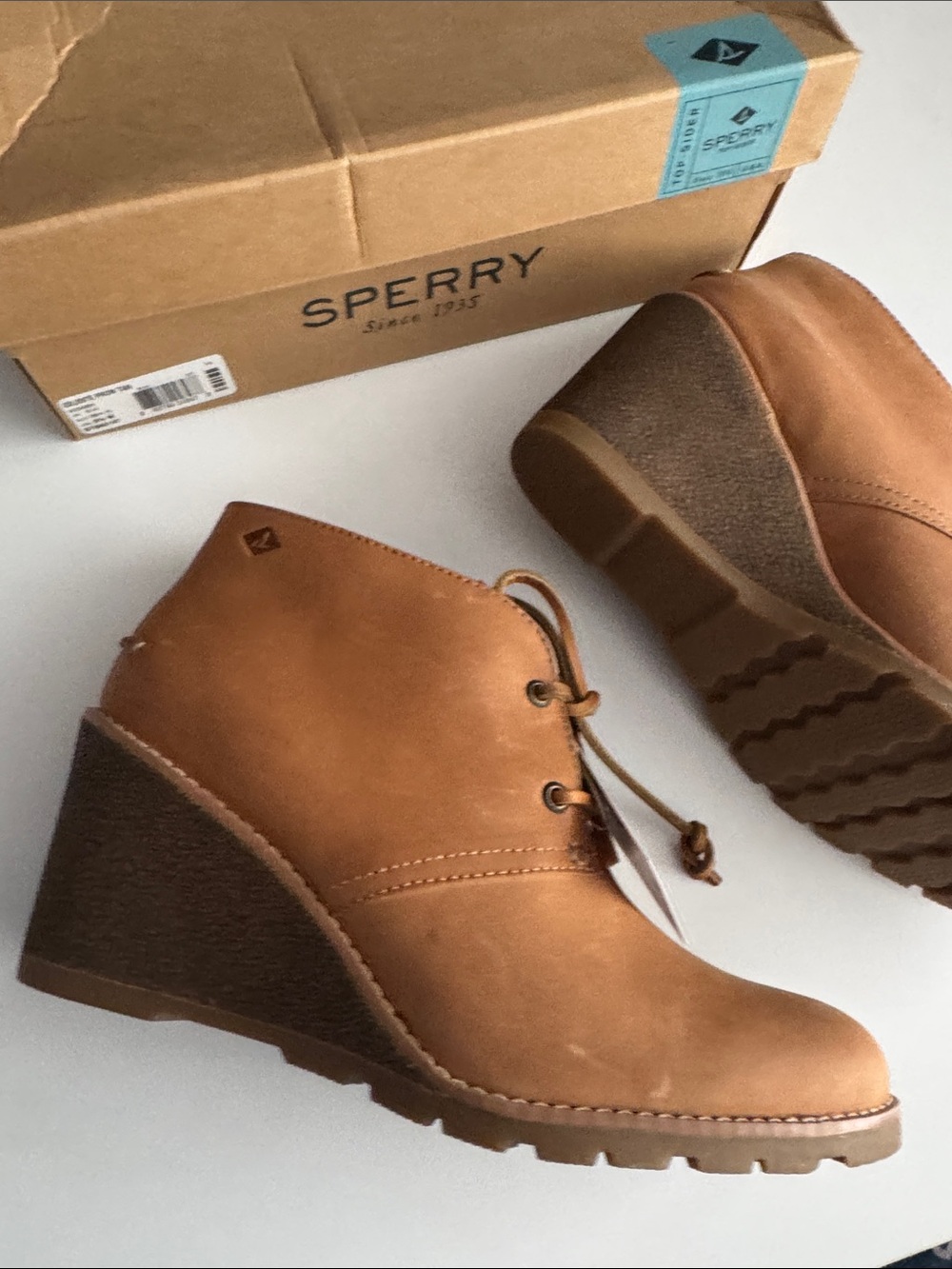Sperry Tan Leather Chukka Boots with Lace-Up Front - Picture 3 of 14